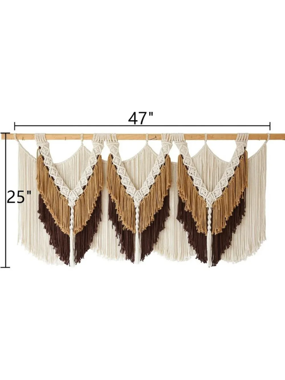 Boho Macrame Wall Hanging with Brown Tassels | 47